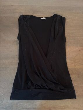 Women's Black Sparkle Wrap-Front Camisole